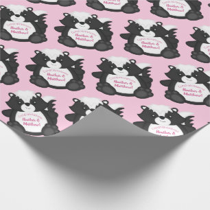 Papel De Presente Rosa do Chá de fraldas Skunk