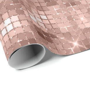 Papel De Presente Rosa Dourado Blush Grill Spark Crystals Girly