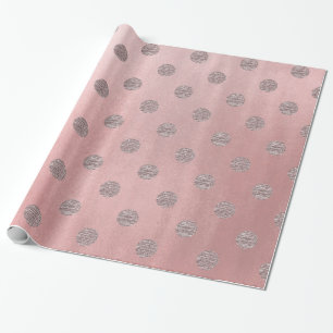 Papel De Presente Rosa Dourado Brilho Rosa Glam Pontos Polka Moderno