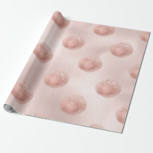 Papel De Presente Rosa Dourado e Confete Bege