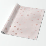Papel De Presente Rosa Dourado e Confete Bege<br><div class="desc">Papel de embrulho com confete de folha metálica..</div>