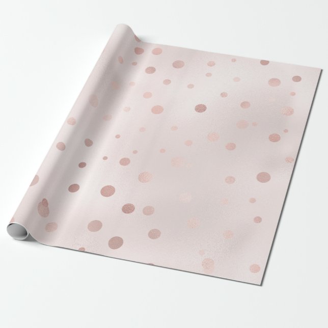 Papel De Presente Rosa Dourado e Confetes Bege (Desenrolado)