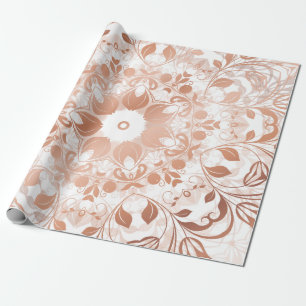 Papel De Presente Rosa Dourado Floral Mandala