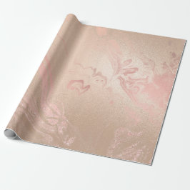 Papel De Presente Rosa Dourado Ivory Skinny Abstrato Molten Marble G