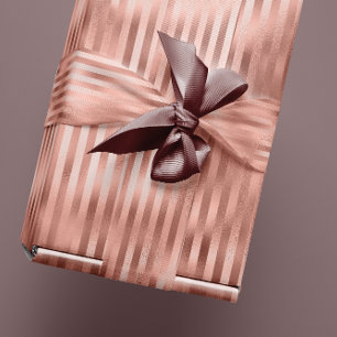 Papel De Presente Rosa Dourado Lâmina Lente Listra Linhas de Listra