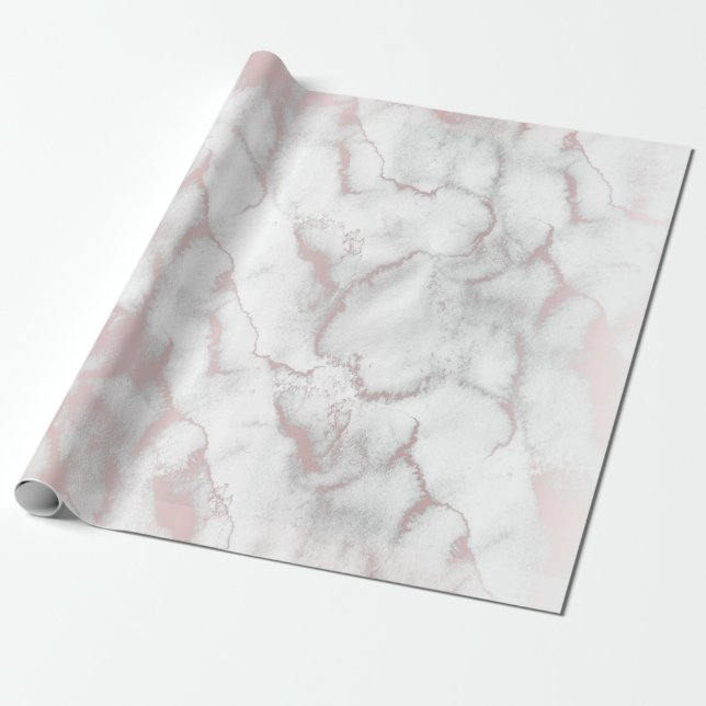 Papel De Presente Rosa Dourado Mármore Pink Moderno Chique Tendência (Desenrolado)