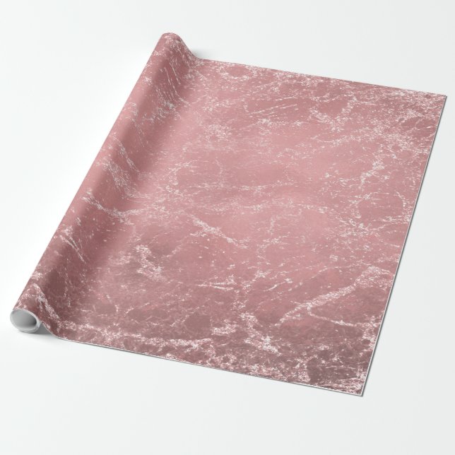 Papel De Presente Rosa Dourado Moderno Glamouroso Mármore Chique (Desenrolado)