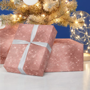 Papel De Presente Rosa Dourado Sparkle Glitz