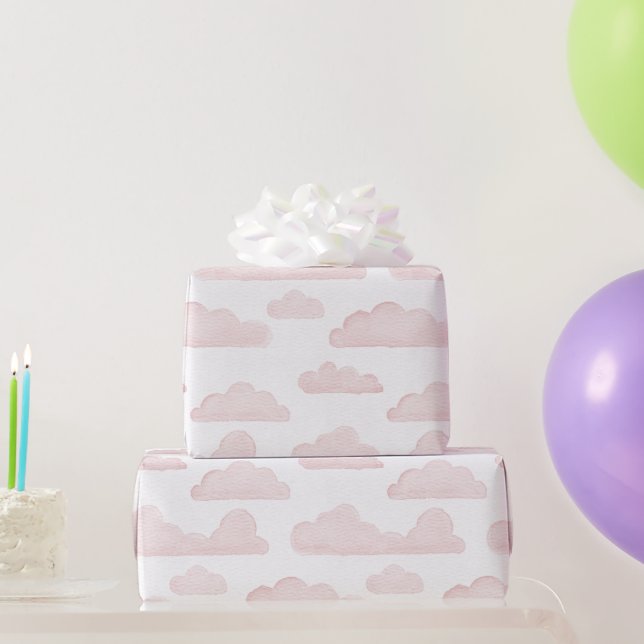 Papel De Presente Rosa Dreamtime Watercolor Clouds Wraping Paper (Presentes para festas)