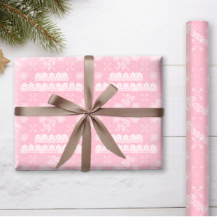 Papel De Presente Rosa Dusty Flocos de Neve do Sudoeste