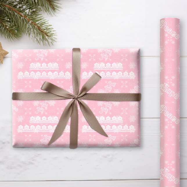 Papel De Presente Rosa Dusty Flocos de Neve do Sudoeste (This pretty Southwestern Dusty Rose color will look beautiful under your Christmas tree)
