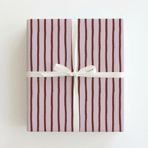 Papel De Presente Rosa e Burgundy Listra Caprichosa de Férias