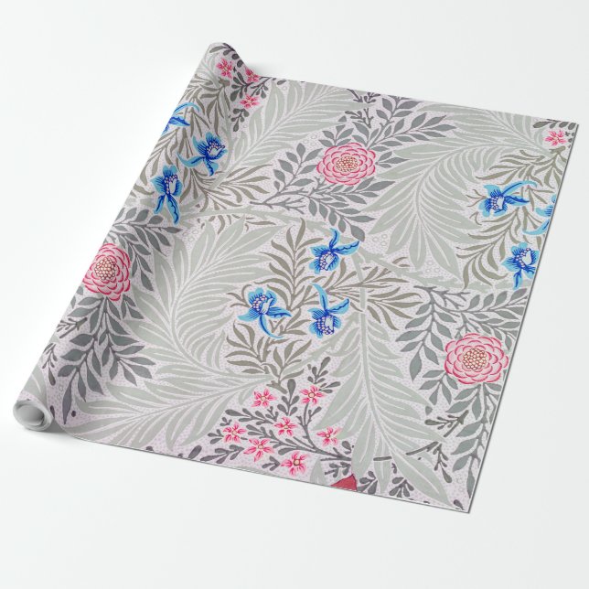 Papel De Presente Rosa e Larkspur, William Morris (Desenrolado)