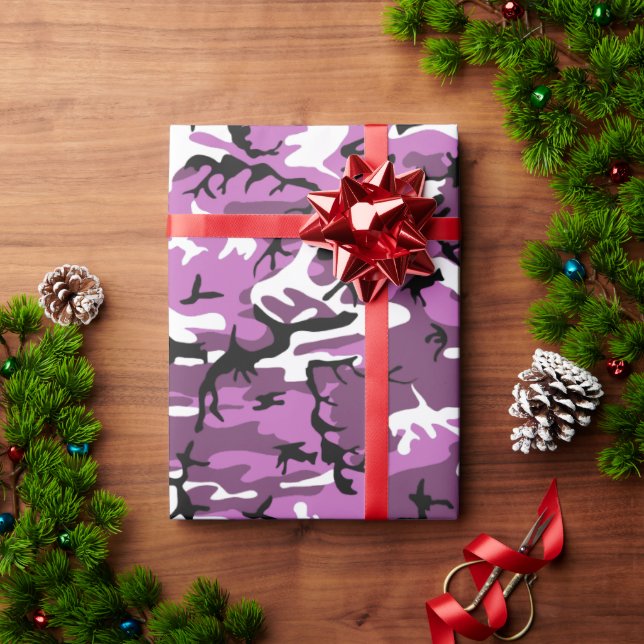 Papel De Presente Rosa e Mauve Camo (Presente de Natal)