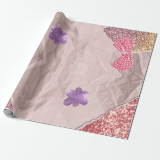 Papel De Presente Rosa e Roxo Glitter Cute