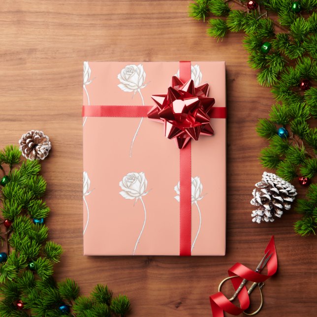 Papel De Presente Rosa em Flor - Presente de Aniversário (Presente de Natal)