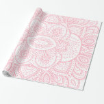 Papel De Presente Rosa Em Mandala Tribal Branca<br><div class="desc">Cor-de-rosa elegante sobre o ornamentado de pano de fundo branco,  virável,  a mandala tribal fechou. Legal para o casamento e qualquer ocasião elegante.</div>