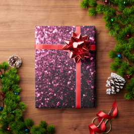 Papel De Presente Rosa escuro falso brilho glitter faíscas