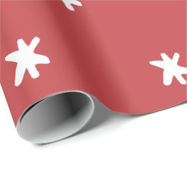 Papel De Presente Rosa Escuro Moderno Vermelho e Branco Padrão