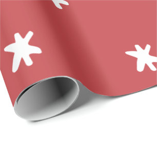 Papel De Presente Rosa Escuro Moderno Vermelho e Branco Padrão