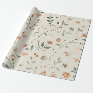 Papel De Presente Rosa Flor Silvestre Vintage Boho Soft Blush dos An