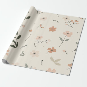 Papel De Presente Rosa Flor Silvestre Vintage Boho Soft Blush dos An