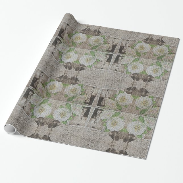 Papel De Presente Rosa Floral Moderno brilhante (Desenrolado)