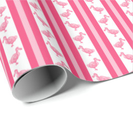 Papel De Presente Rosa Fluorescente Listra de Dodo