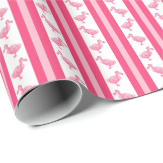 Papel De Presente Rosa Fluorescente Listra de Dodo