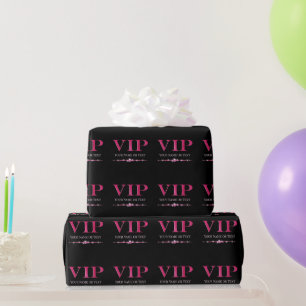 Papel De Presente Rosa Glamouroso VIP em Preto