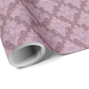 Papel De Presente Rosa Lavanda Empoeirada Lilás Mauve Damasco Elegan