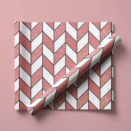 Papel De Presente Rosa Menina Dourado Rosado Brilho Espinha de Peixe