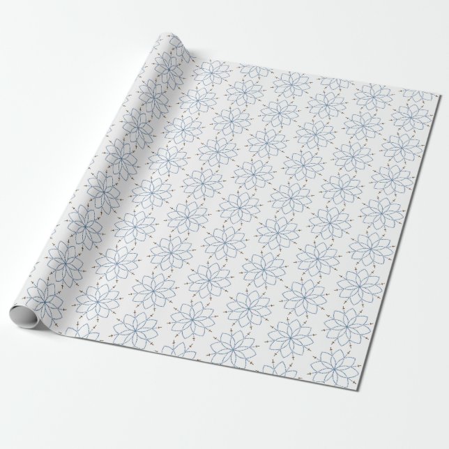 Papel De Presente Rosa Mística Flor Azul (Desenrolado)