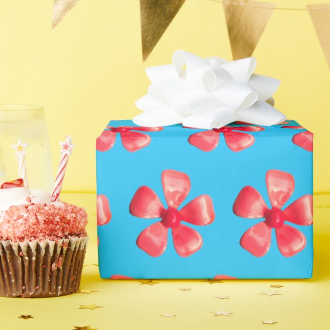 Papel De Presente Rosa MOD Flor de Margarida Primavera Verão Jardim  (Festa de aniversário)