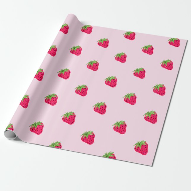 Papel De Presente Rosa Morango Brilho Legal (Desenrolado)