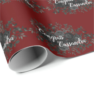 Papel De Presente Rosa Negra Escura Festa de Formatura Gótica Gradua