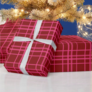 Papel De Presente Rosa No Maroon Red Tartan Xadrez
