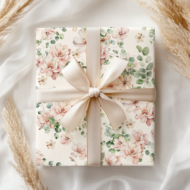 Papel De Presente Rosa Pastel Bridal Floral (Criador carregado)
