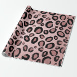 Papel De Presente Rosa & pontos pintados preto do impressão do<br><div class="desc">papel de envolvimento feito sob encomenda</div>