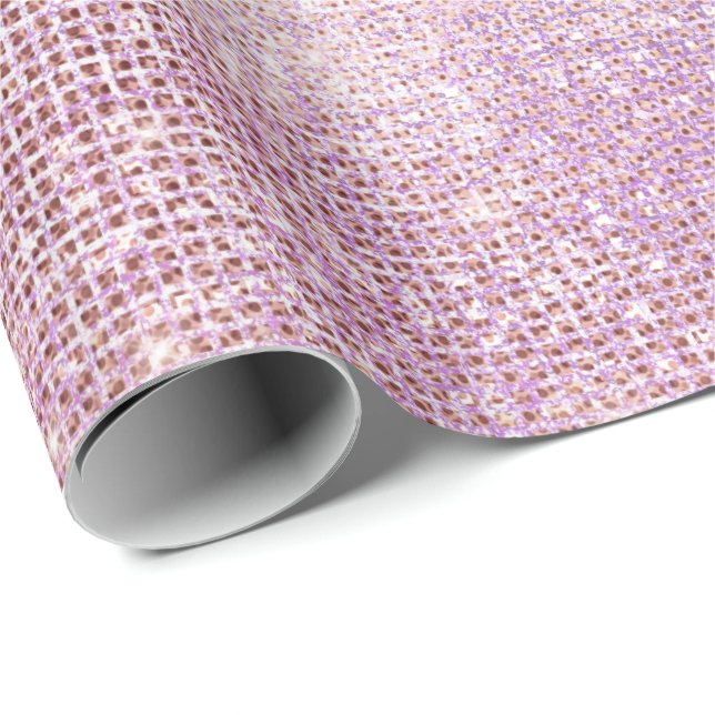 Papel De Presente Rosa Purple Spark Bridal Blush 16º Casamento (Ponta do rolo)