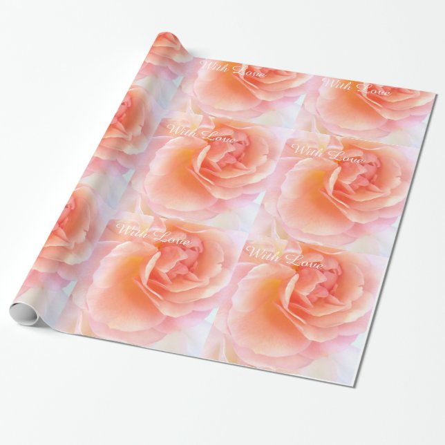 Papel De Presente Rosa romântico com amor (Desenrolado)