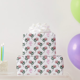 Papel De Presente Rosa Rosa com Texto Dia das Mães