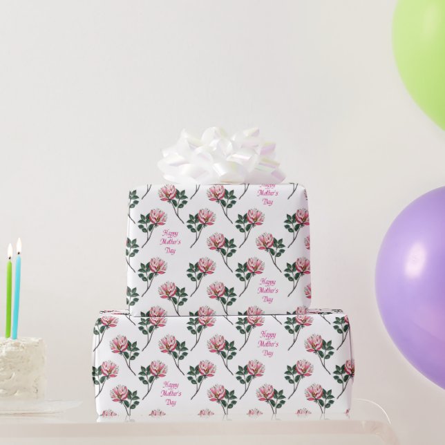 Papel De Presente Rosa Rosa com Texto Dia das Mães (Presentes para festas)