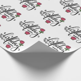 Papel De Presente Rosa Rosa Personalizada de Aniversário