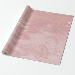 Papel De Presente Rosa rosa rosa Dourada Marble Molten Pastel Shiny