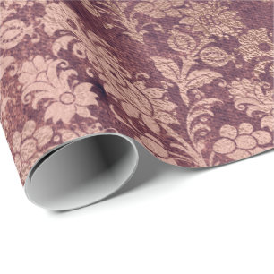 Papel De Presente Rosa Rosa Rosa Dourada Pó Floral Floral Floral Br