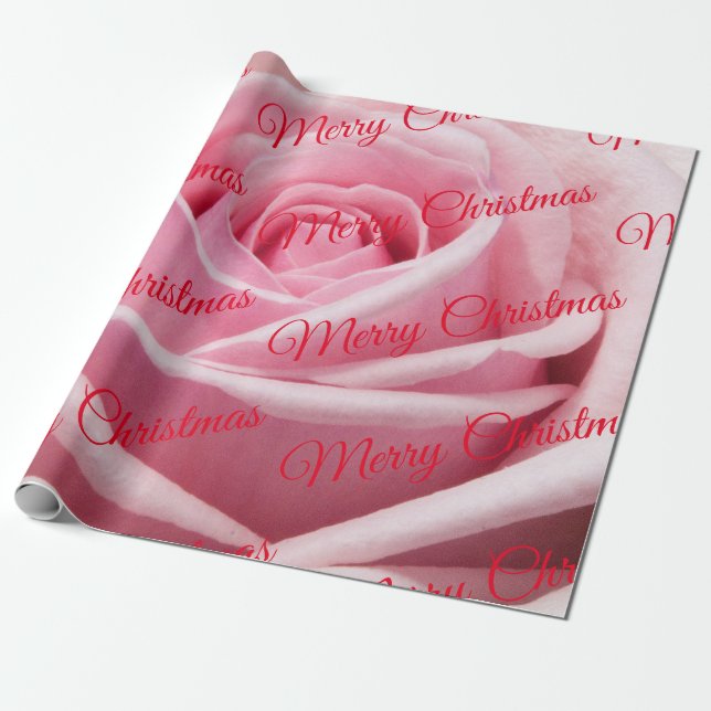 Papel De Presente Rosa Rosa Rosa Feliz Natal (Desenrolado)