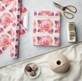 Papel De Presente Rosa Rosa Rosa Rosa Bela Solteiro