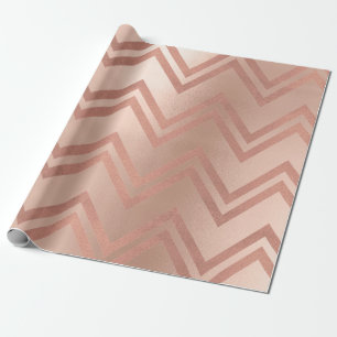 Papel De Presente Rosa Rosa Rosa Rosa Dourada Blush Zig Zag Chevron 