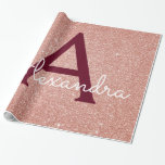 Papel De Presente Rosa Rosa Rosa Rosa Dourada Burgundy Glitter Monog<br><div class="desc">Cor-de-rosa-azul - Rosa Dourado e borbulhante Brilhante Brilhante e papel de empacotamento Elegante Sparkle Elegant. Este papel de embrulho de presente pode ser personalizado para incluir seu nome inicial e nome próprio para um pacote de presentes para o Chá de fraldas, Chá de panela, Festa de solteira ou Festa de...</div>